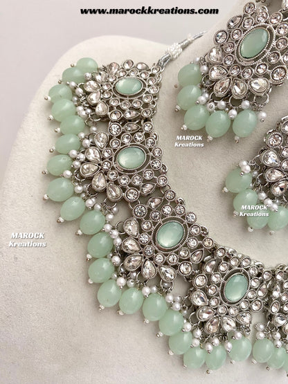 Naina Silver Stone Necklace set