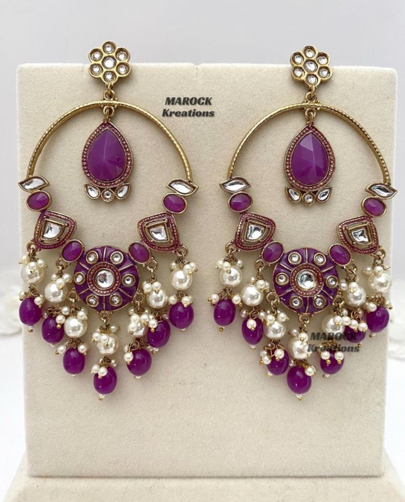 Bollywood style premium quality Kundan Statement Earrings