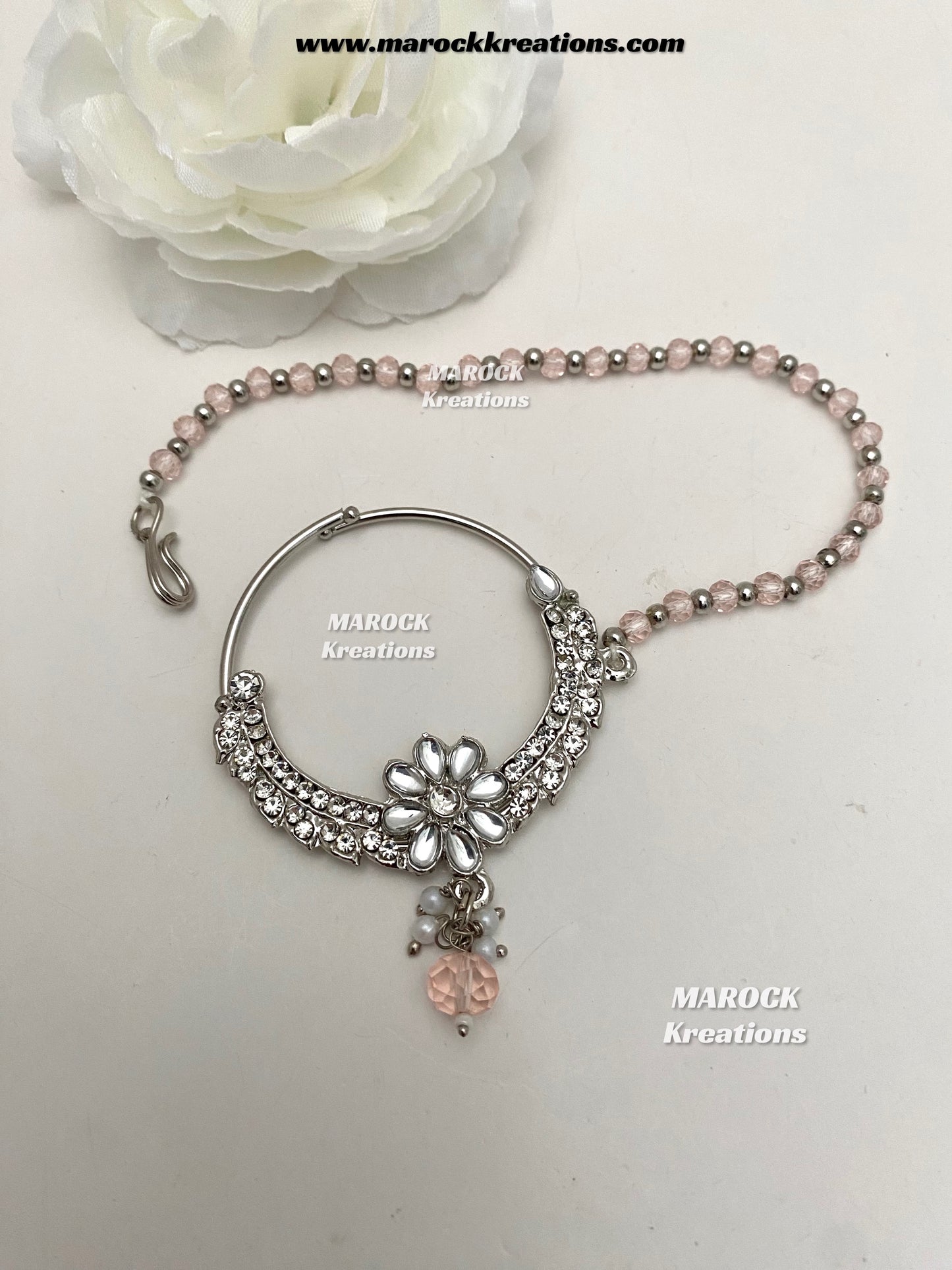 Zohra Premium Quality Pakistani Silver Pink Bridal set/bridal jewelry