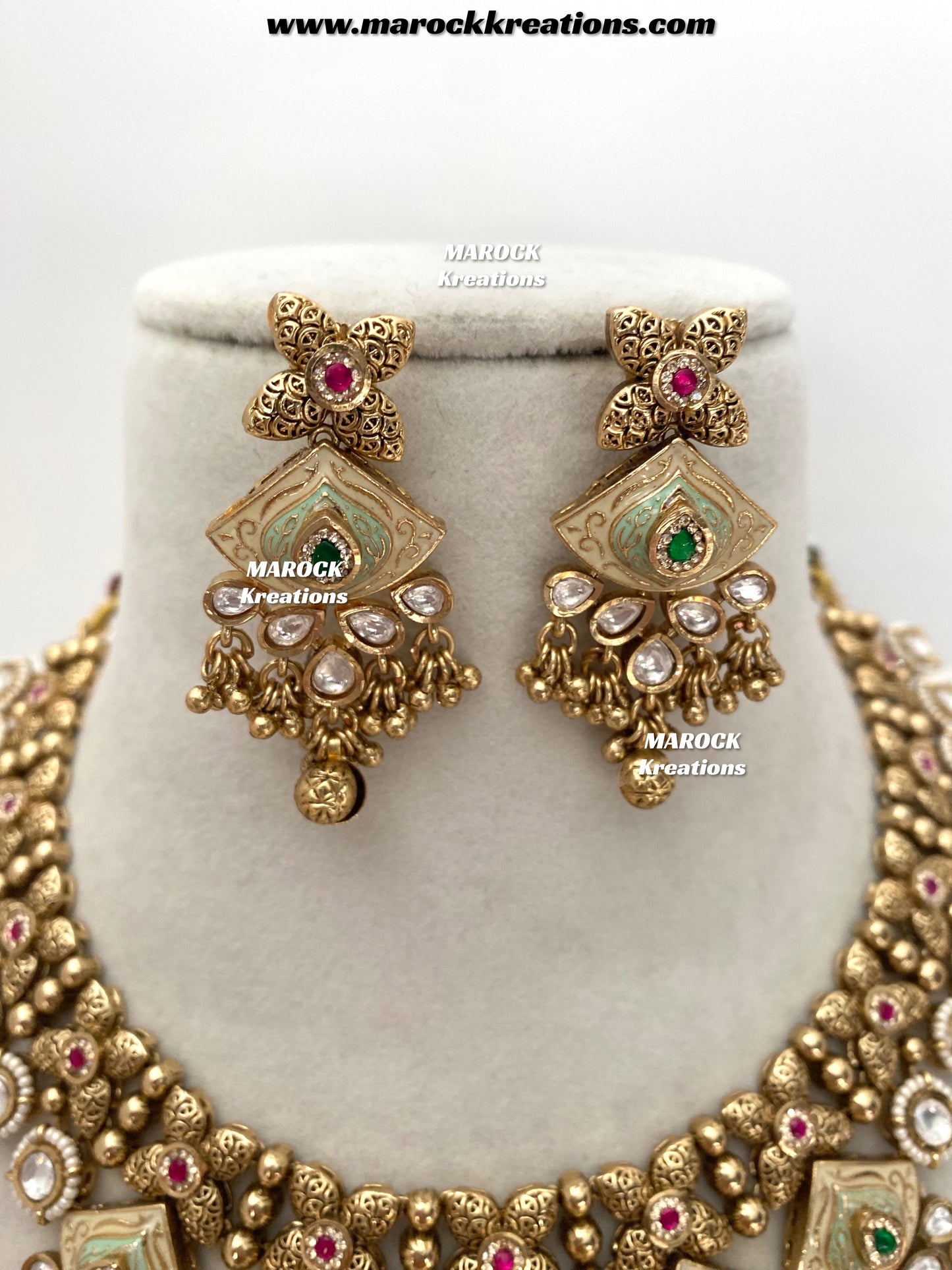 Rashida Premium Quality exclusive Gold Plated Meenakari Rajwadi necklace set