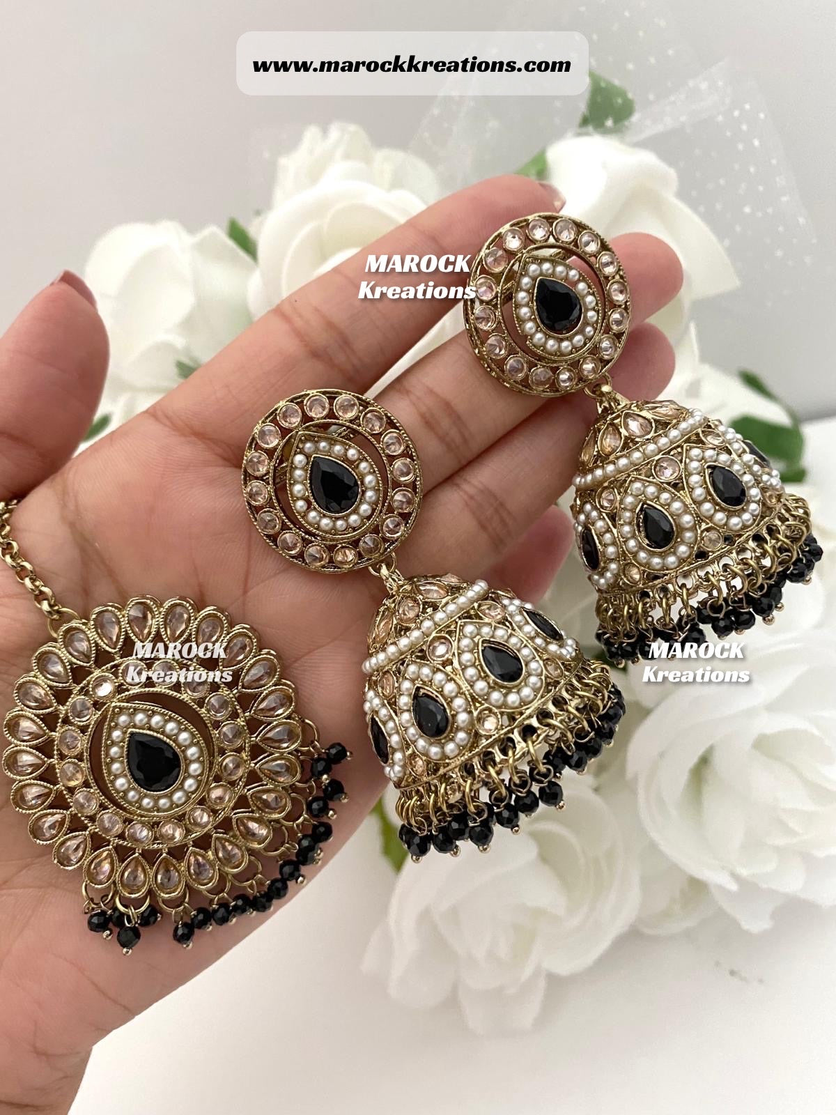 Polki Jhumki Earrings and tikka set