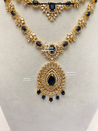 Farhat Golden American Diamond Necklace set