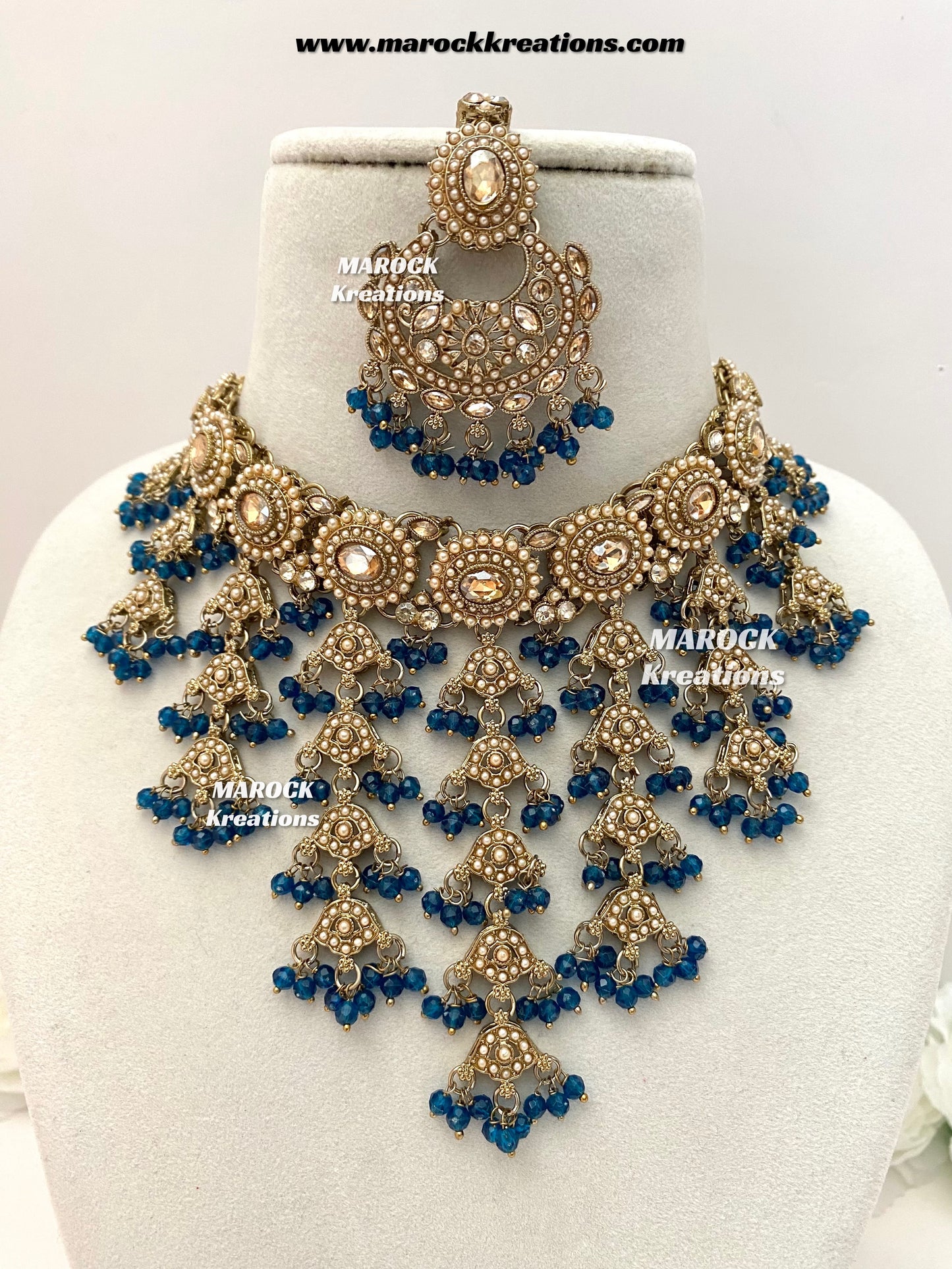 Shaya Antique Gold Polki waterfall Choker set