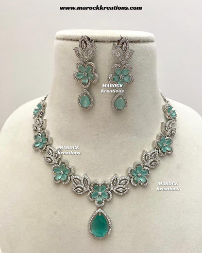 Sibani Silver American Diamond Necklace set