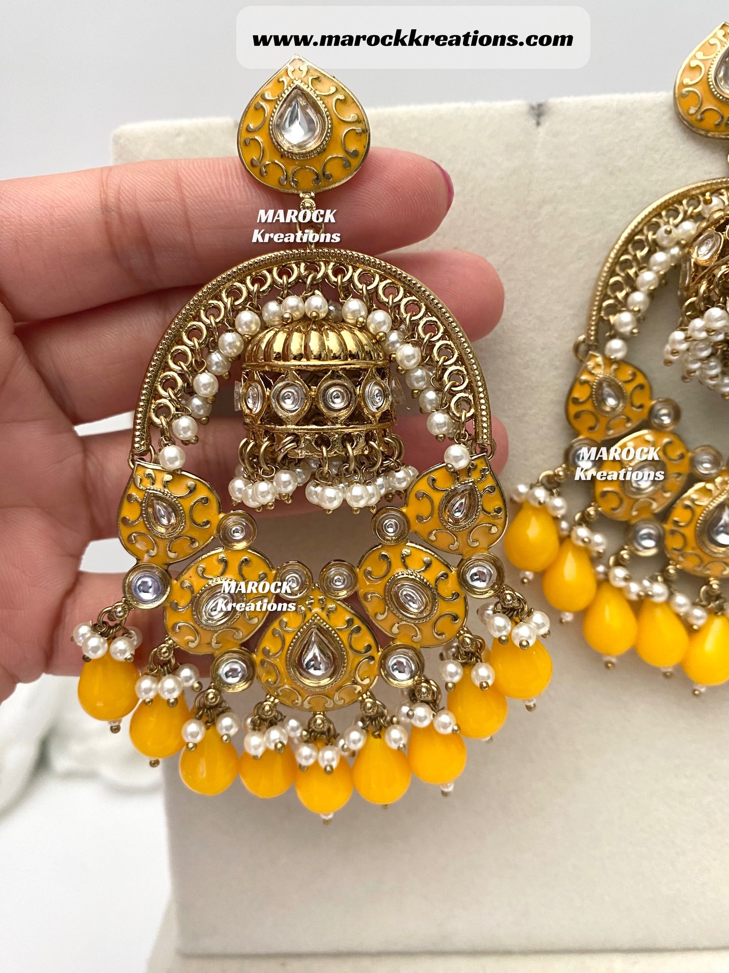 Tanya Bollywood style Kundan Meenakari Statement Earrings