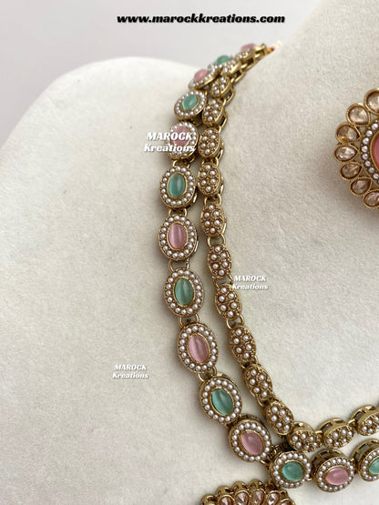 Nadira Kundan Polki double layer Necklace set