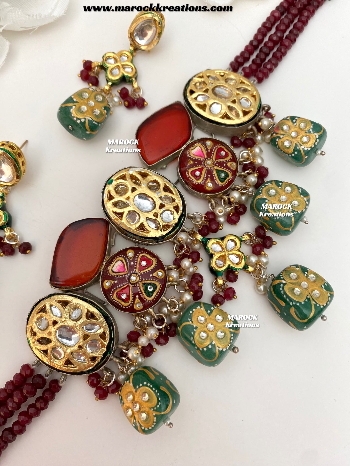 Palak Premium Quality Kundan Meenakari Statement Choker set