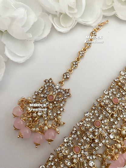 Rose Gold Pakistani Choker set