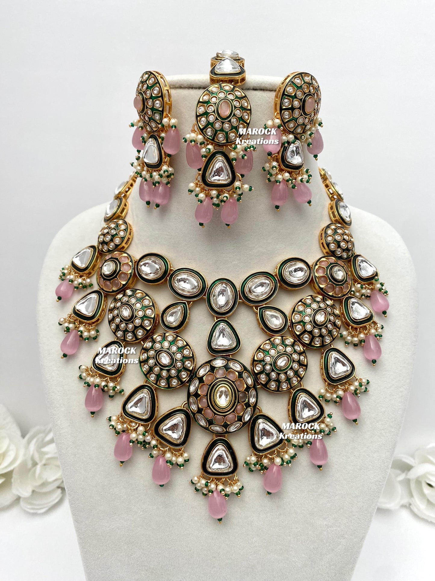 Amisha Premium Quality Kundan Meenakari Statement Necklace set