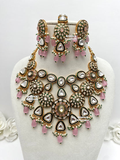 Amisha Premium Quality Kundan Meenakari Statement Necklace set