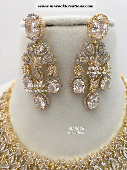 Amaya Golden American Diamond Necklace set