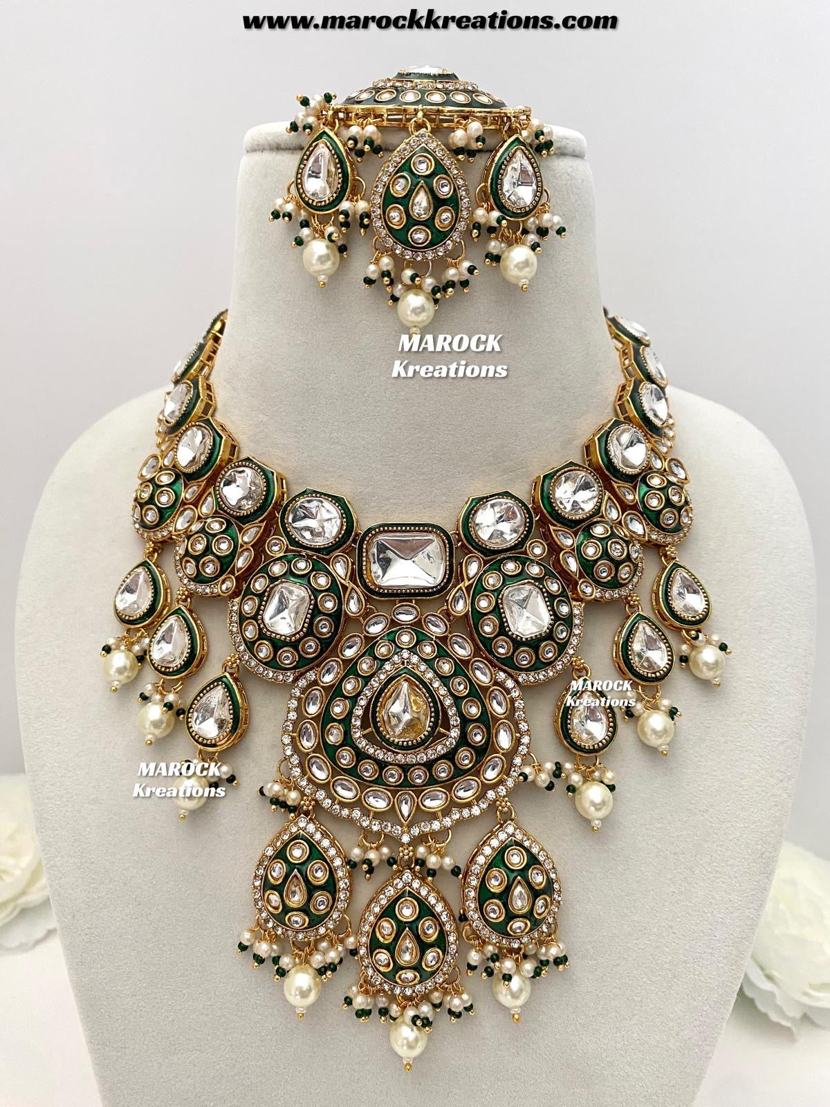 Sanuja Kundan Meenakari Statement Necklace set/Bridal set