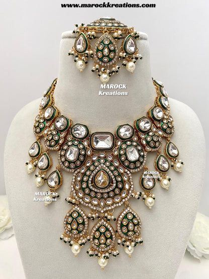 Sanuja Kundan Meenakari Statement Necklace set/Bridal set