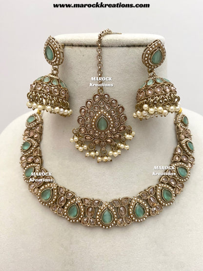 Hemani Antique gold Polki Necklace set