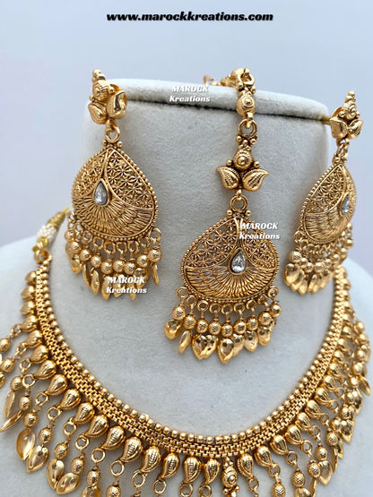 Diya Premium Quality Gold Plated peepal patti necklace set