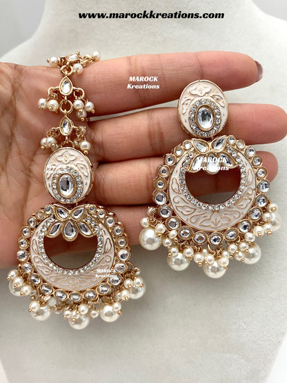 Nirvi Premium Quality Rose Gold Kundan Meenakari Choker/Necklace set