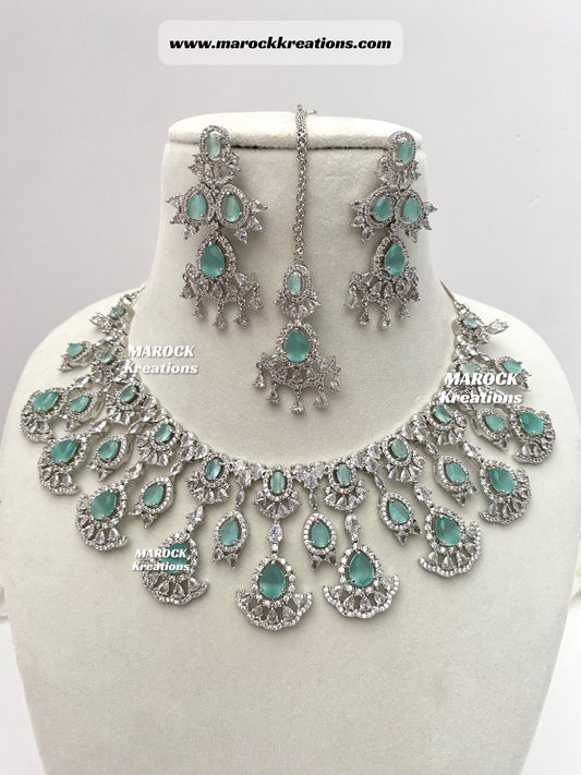 Silver American Diamond Necklace set