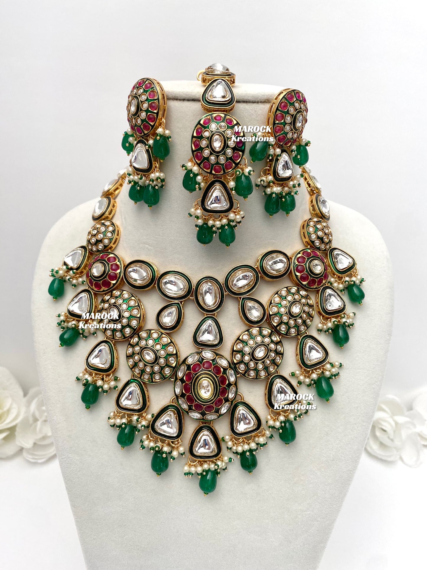 Amisha Premium Quality Kundan Meenakari Statement Necklace set