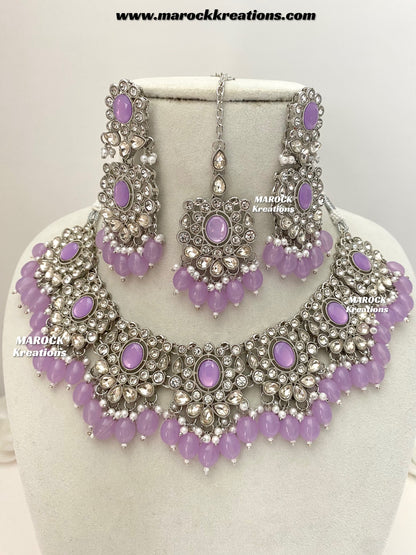 Naina Silver Stone Necklace set
