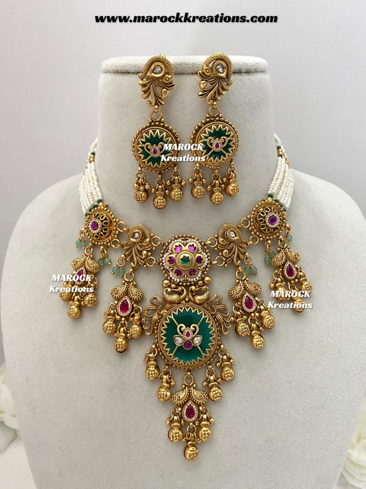 Sharmin Premium Quality exclusive Gold Plated heritage necklace set