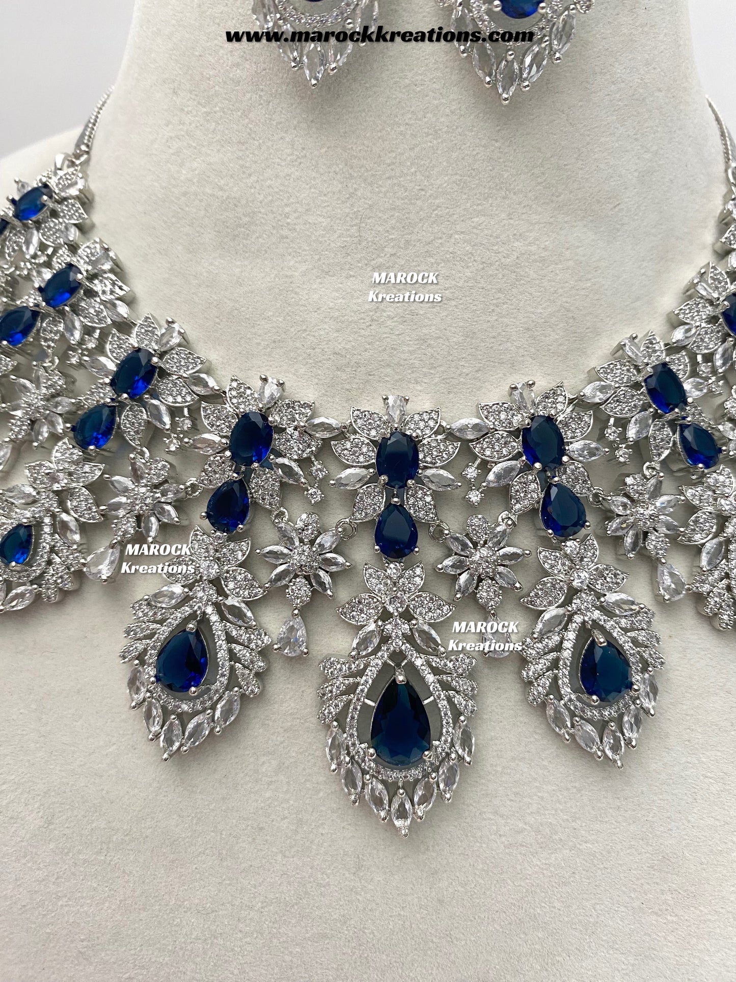 Austin Silver American Diamond Necklace set