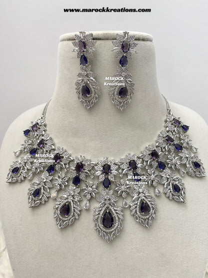 Austin Silver American Diamond Necklace set