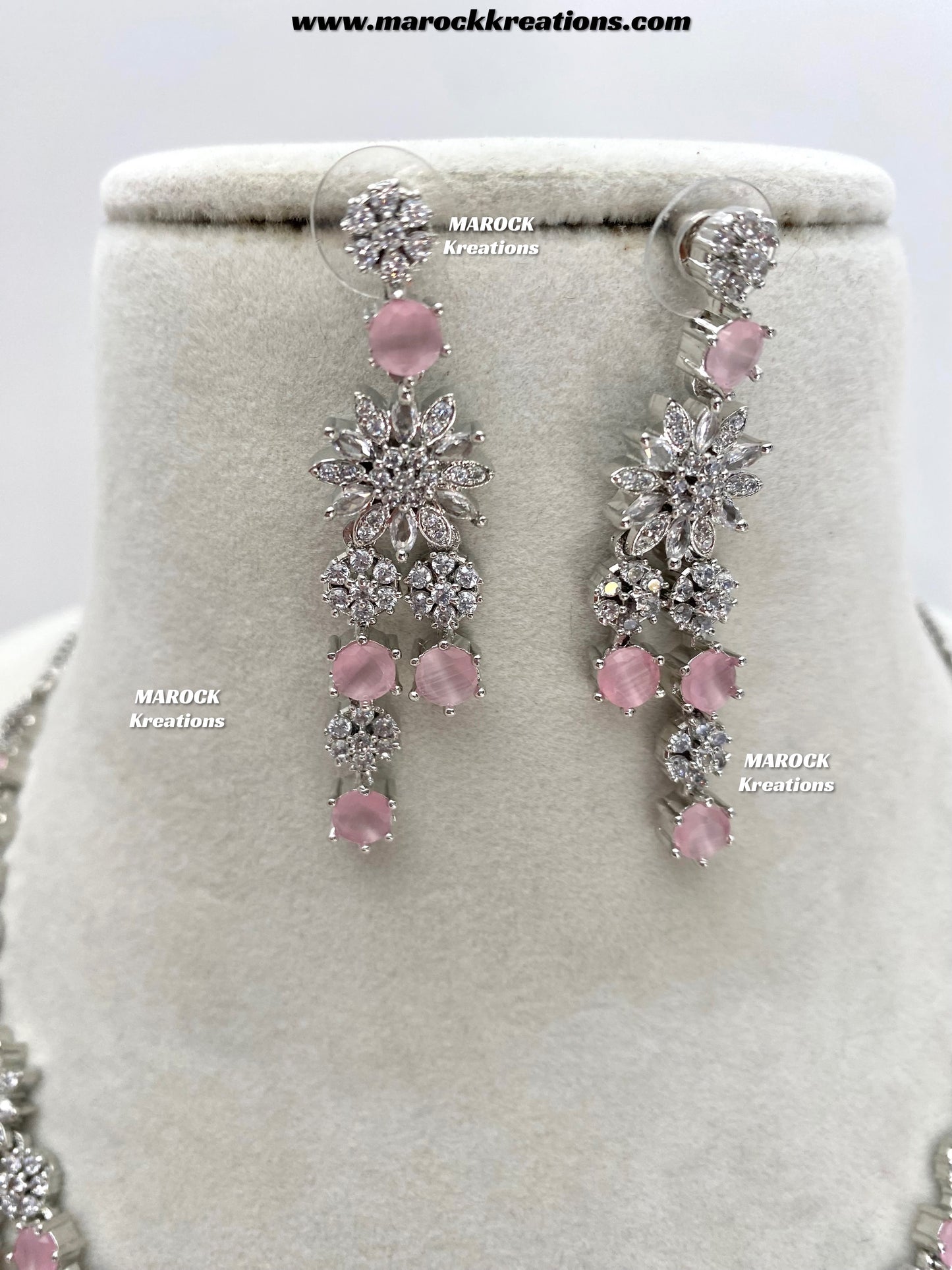 Sumra Silver American Diamond Double layer Necklace set  on