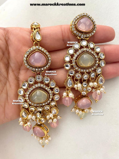 Harsha Premium Quality Kundan and Monalisa stone Statement Necklace set