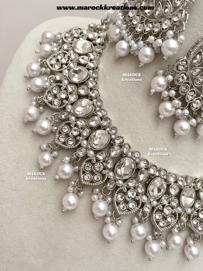 Zoila Silver Stone Necklace set