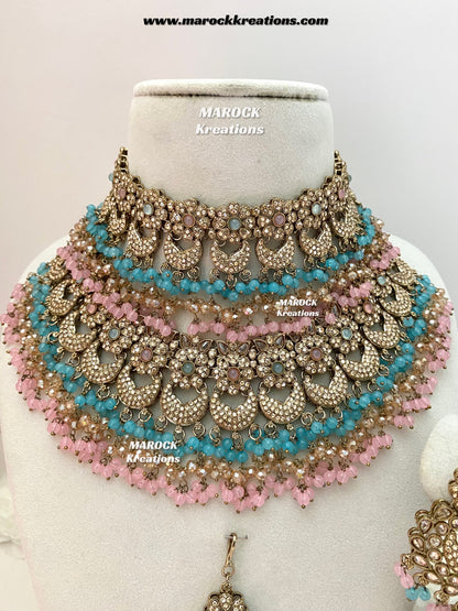 Meesha Premium Quality Pakistani Choker and Necklace combo set