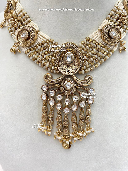 Arifa Premium Quality Gold Plated Rajwadi Necklace set