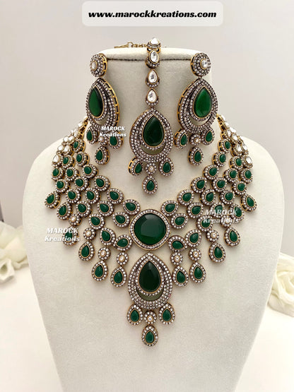 Sarah Bollywood style Victorian Monalisa Statement Necklace set