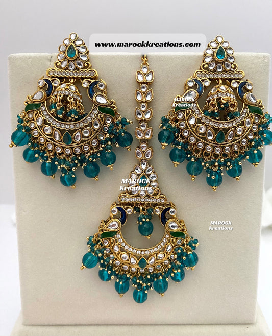 Premium Quality Kundan Earrings and tikka set