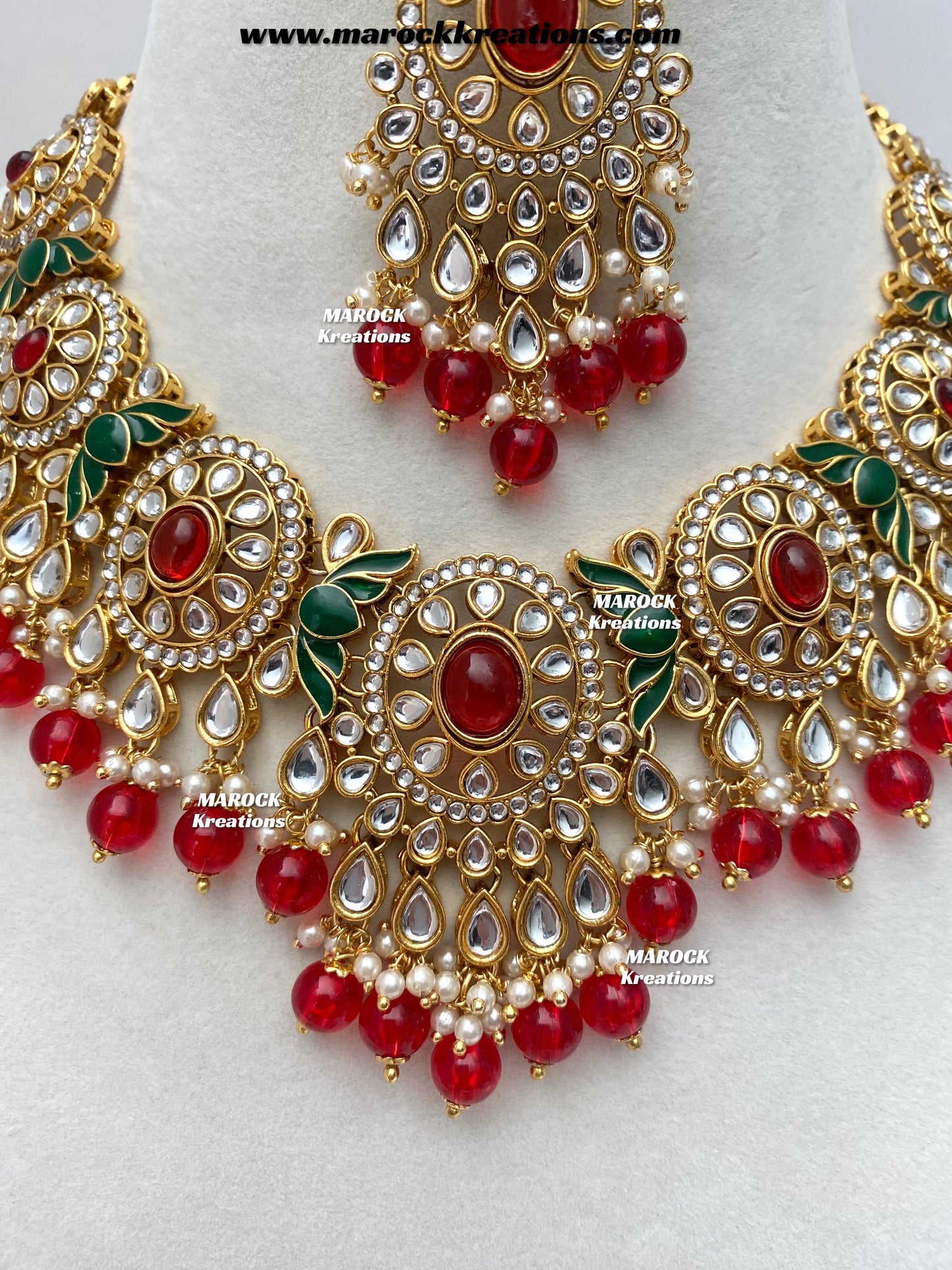 Iqra Premium Quality Kundan Meenakari Statement Necklace set