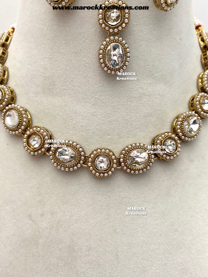 Aditi Premium Quality Kundan Single line necklace set