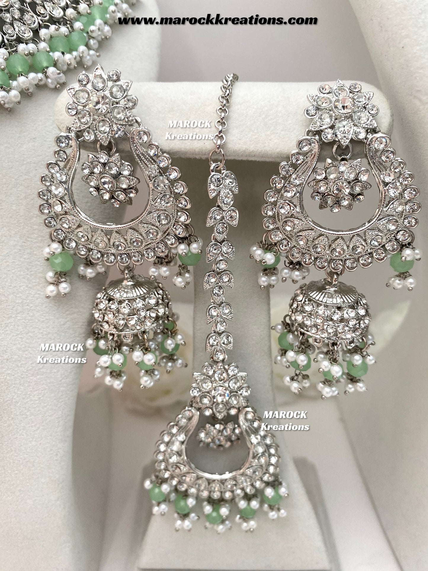 Sarwat Premium Quality Pakistani Silver Mint Bridal set/bridal jewelry