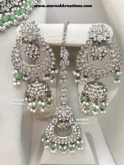 Sarwat Premium Quality Pakistani Silver Mint Bridal set/bridal jewelry