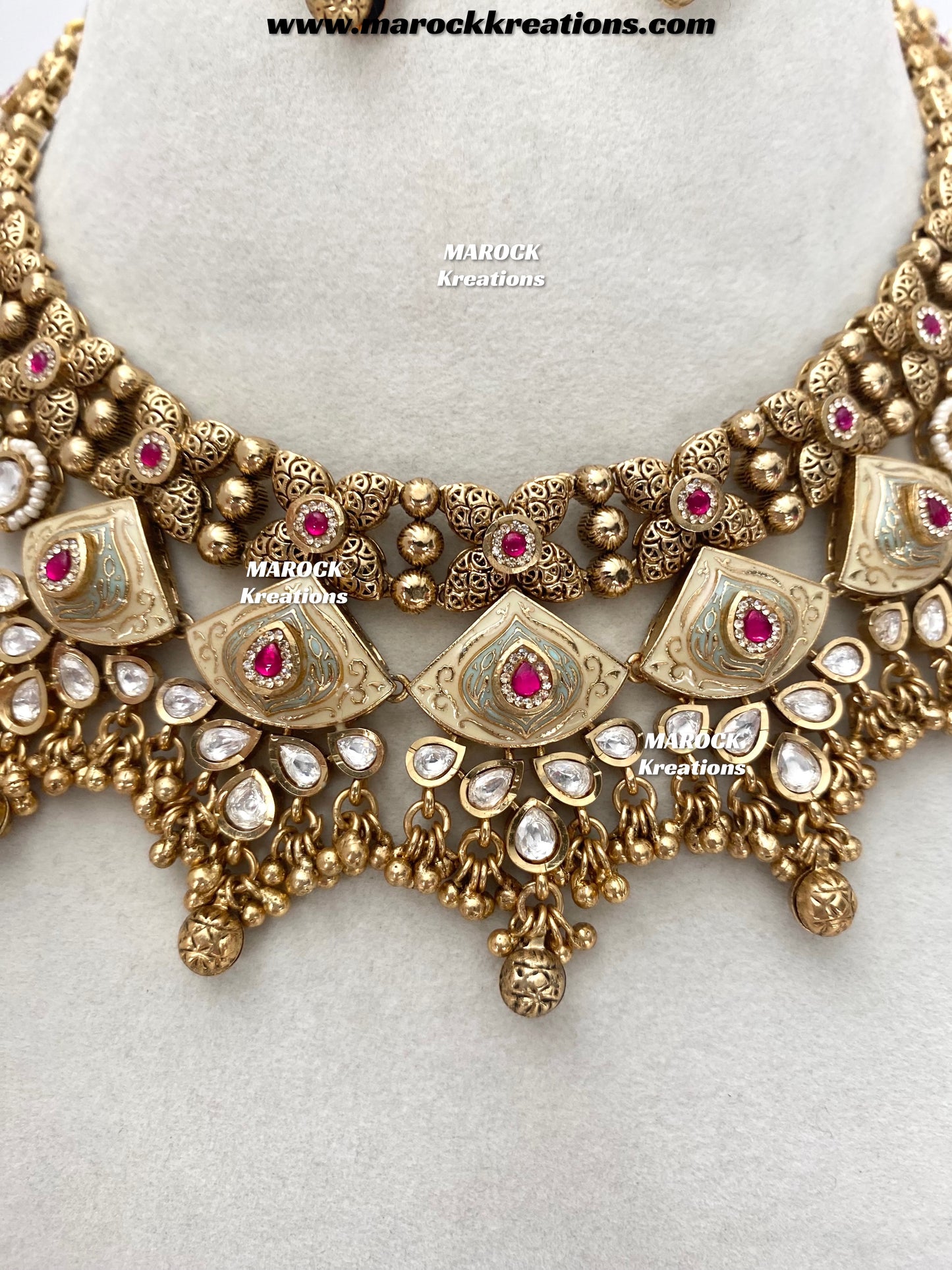 Rashida Premium Quality exclusive Gold Plated Meenakari Rajwadi necklace set