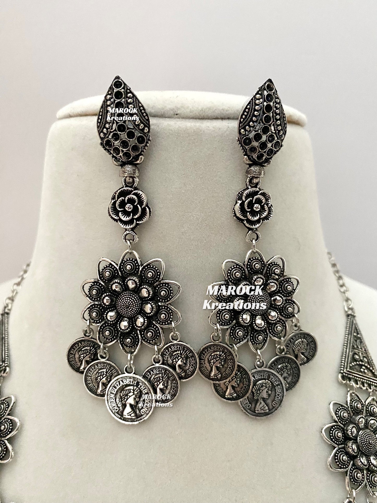 Oxidized Rani Haar/long Necklace set