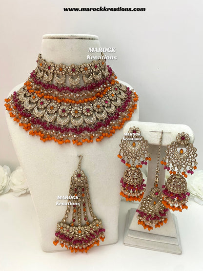 Meesha Premium Quality Pakistani Choker and Necklace combo set