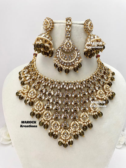 Fine Kundan V-shape Statement Necklace set