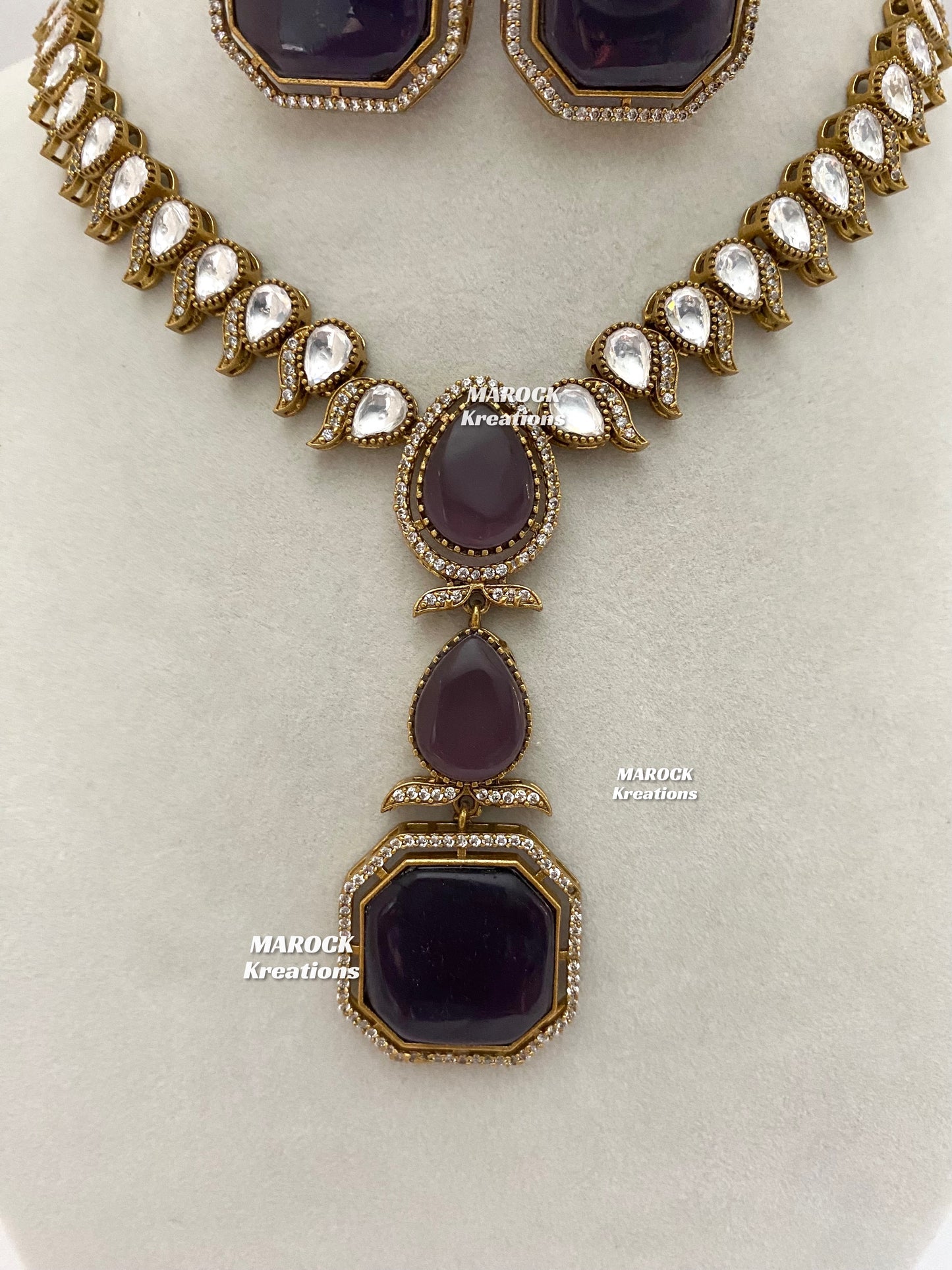 Elsie Tyani inspired Premium Quality Moissanite Kundan Necklace set