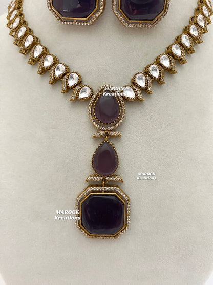 Elsie Tyani inspired Premium Quality Moissanite Kundan Necklace set
