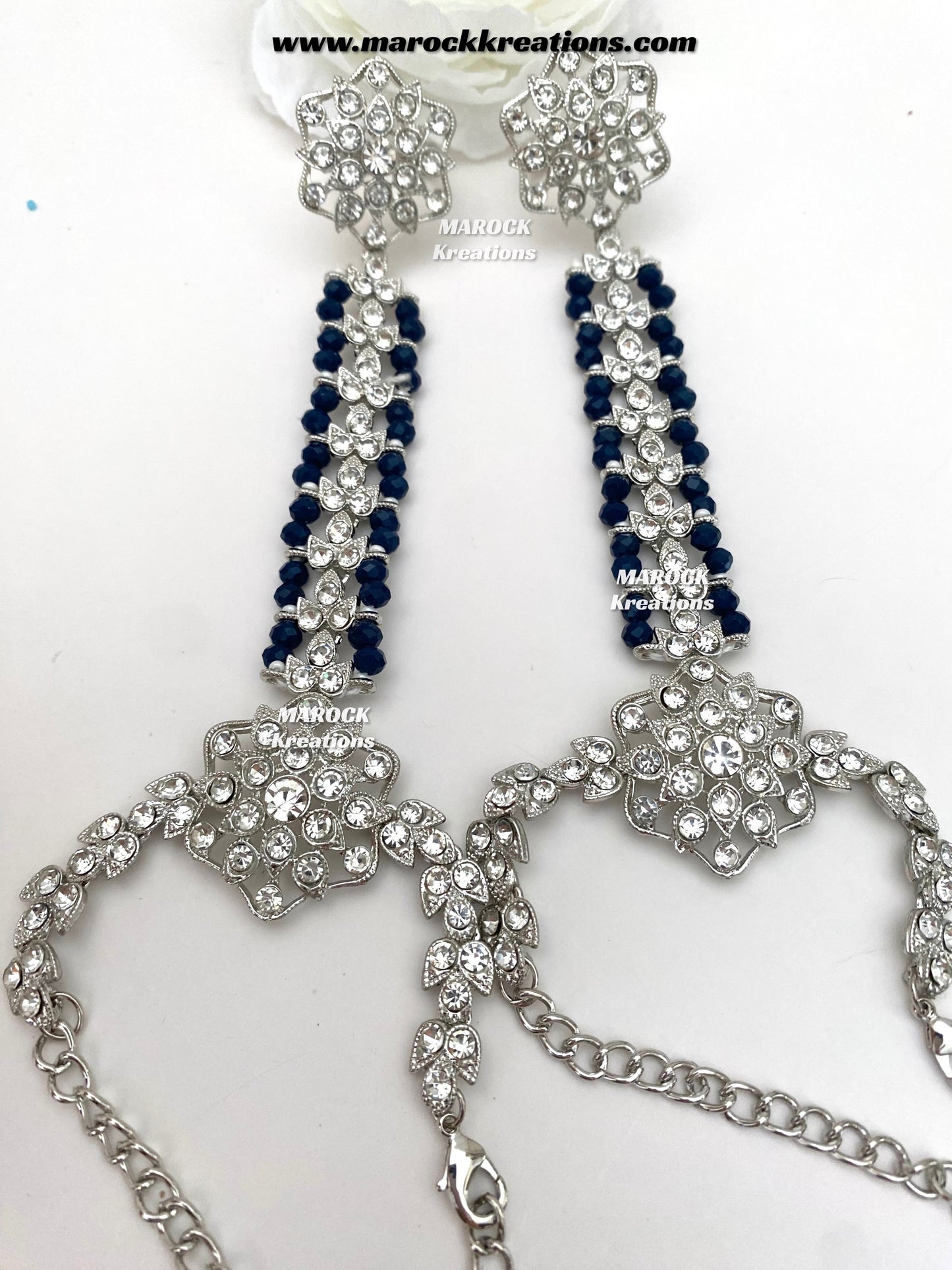 Sarwat Premium Quality Pakistani Silver Navy Blue Bridal set/bridal jewelry