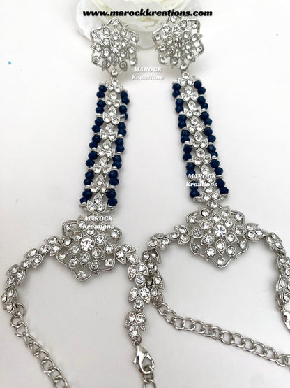 Sarwat Premium Quality Pakistani Silver Navy Blue Bridal set/bridal jewelry