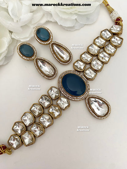 Luxna Premium Quality Kundan Statement Choker set