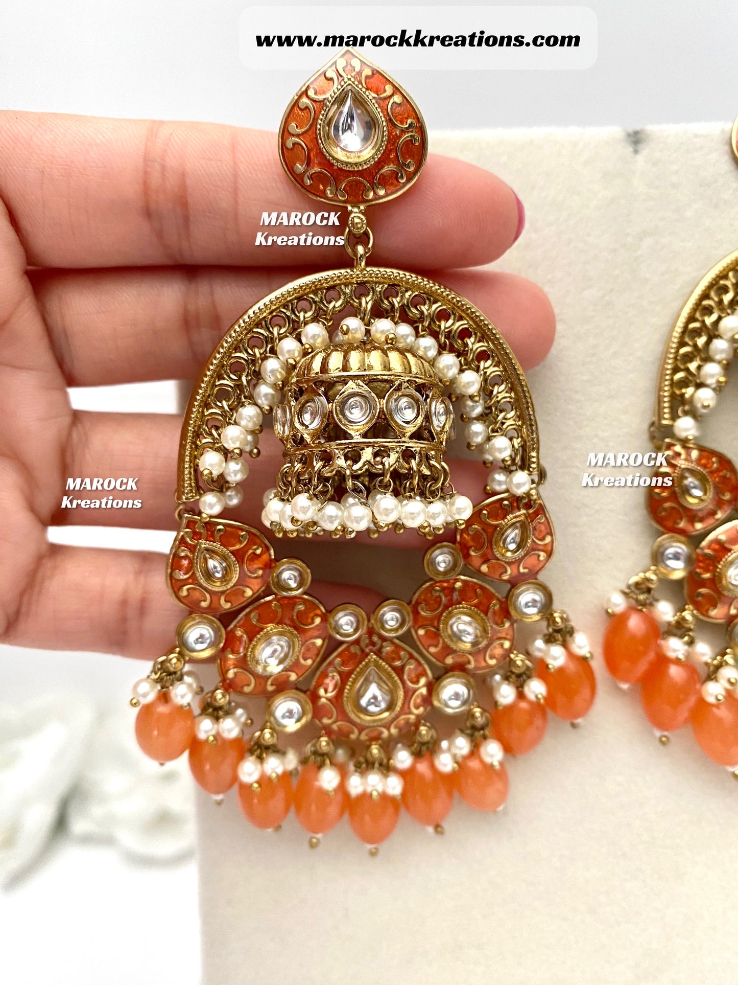 Tanya Bollywood style Kundan Meenakari Statement Earrings