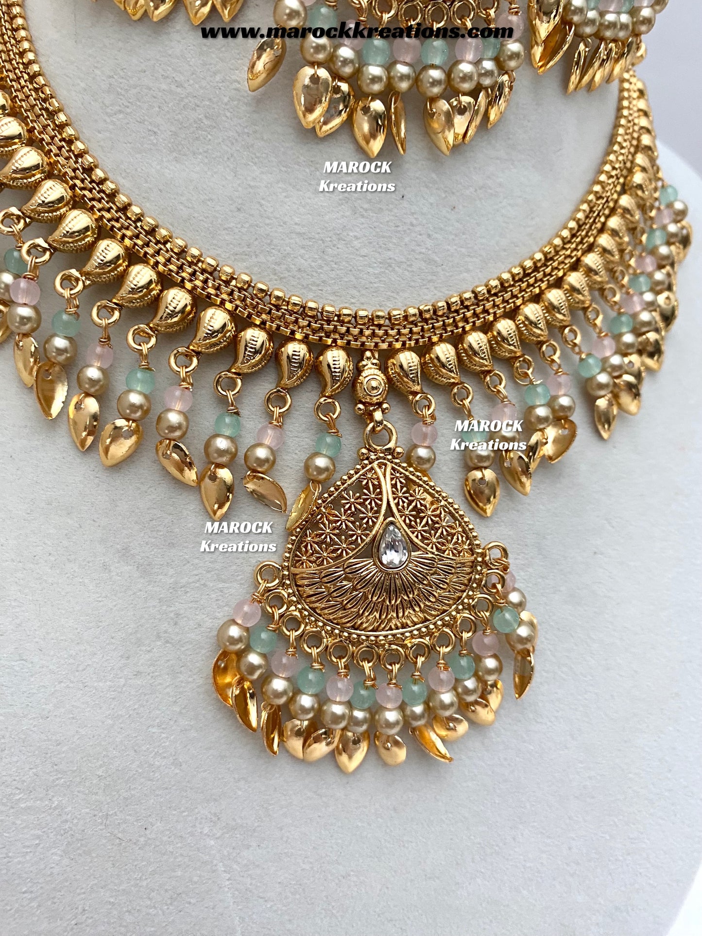 Diya Premium Quality Gold Plated peepal patti necklace set