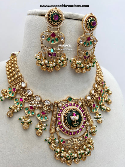 Premium Quality exclusive Gold Plated heritage necklace set