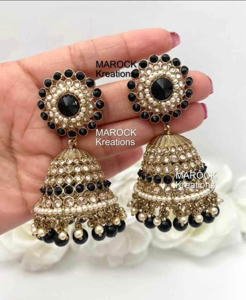 Antique Gold Polki oversized Jhumki Earrings